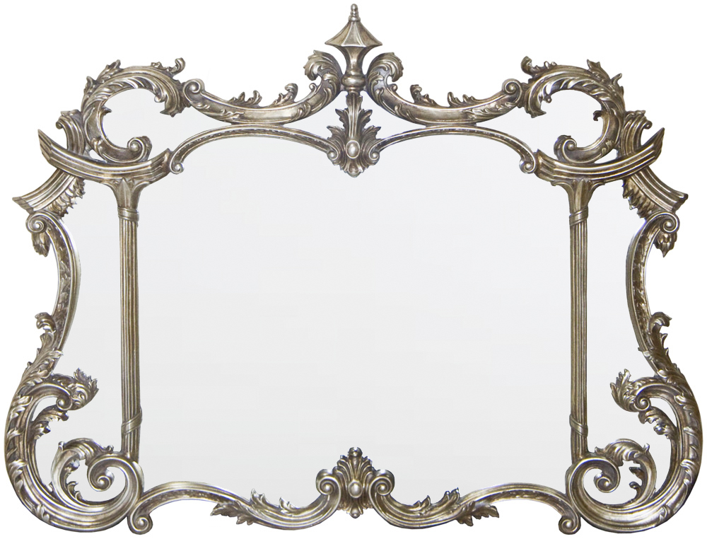 AF007AS Wall décor art mirror silver classic ornate rectangular horizontal